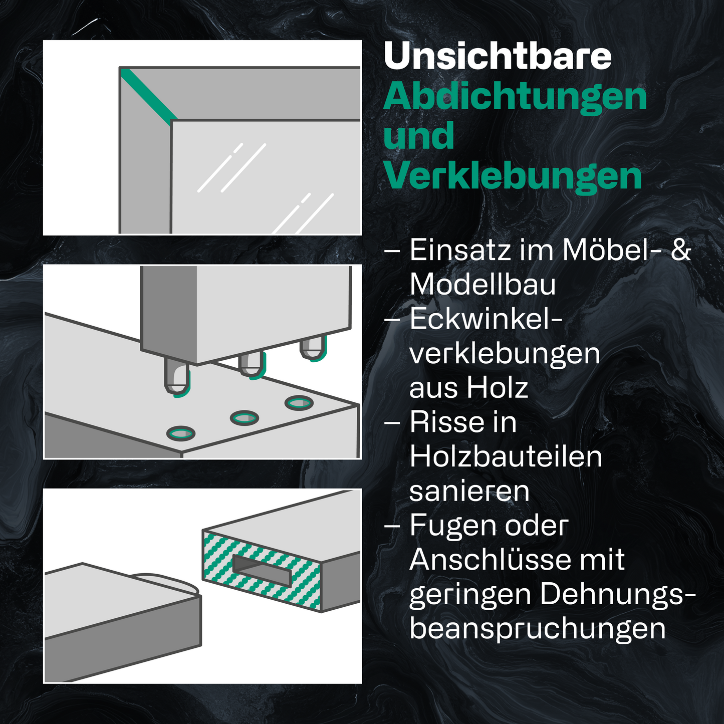 Unsichtbare Abdichtungen und Verklebungen