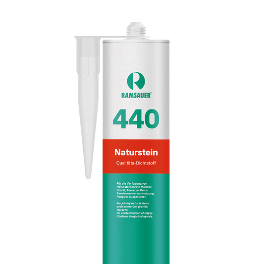 440 Naturstein Silikon – Dichtstoff für Granit, Marmor und Quarz ohne Randzonenverschmutzung, ideal für Sanitär und Wellness, online kaufen bei Fugentech
