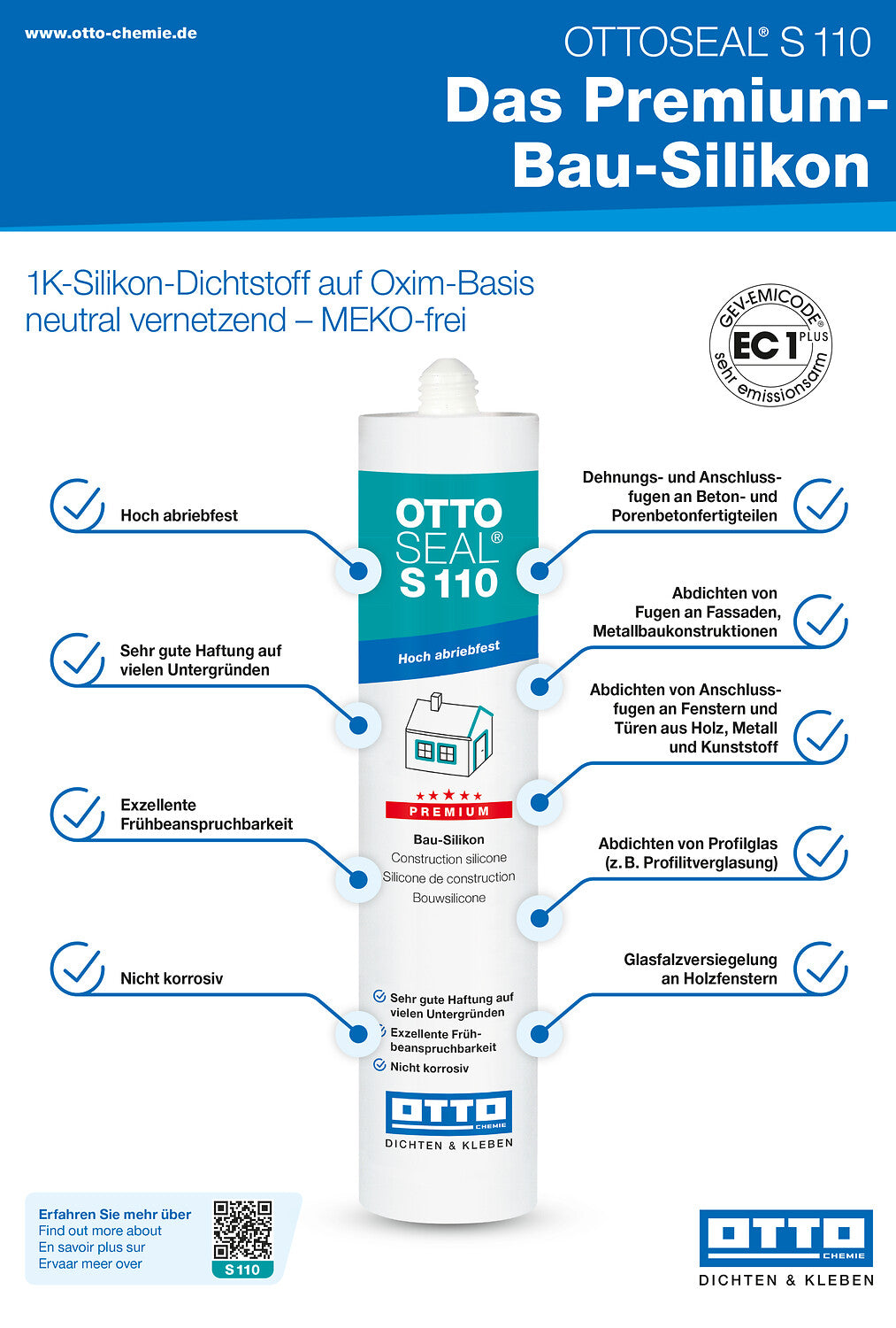OTTOSEAL® S 110 Das Premium-Bau-Silikon
