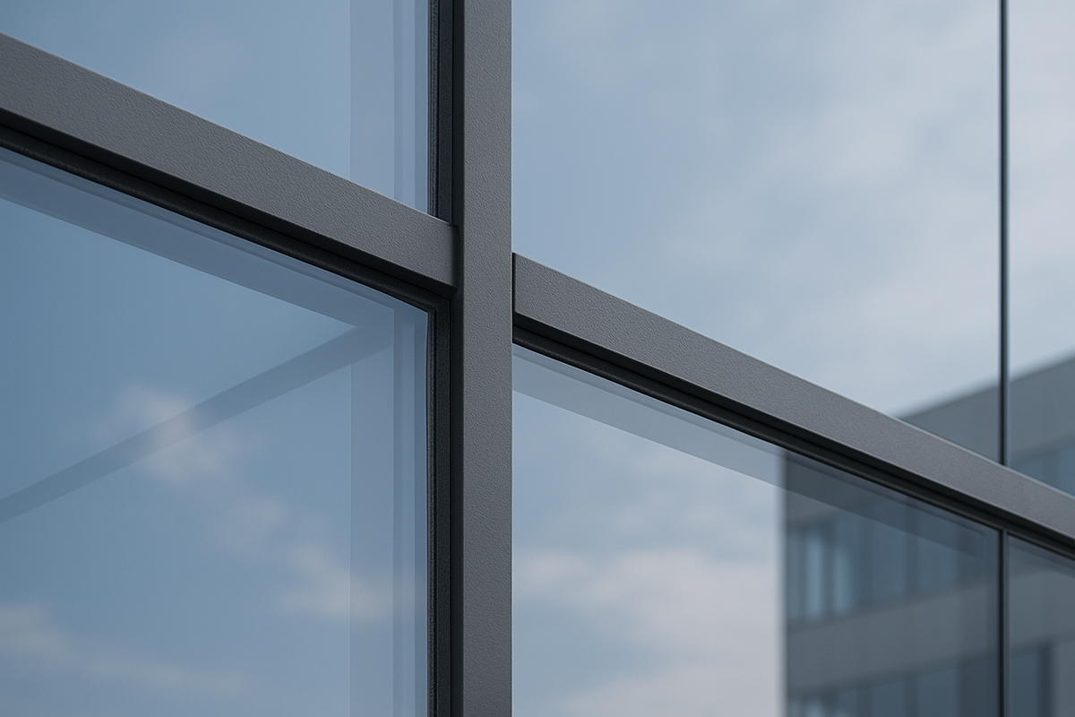 Fensterrahmen mit schwarzen Silikonfugen