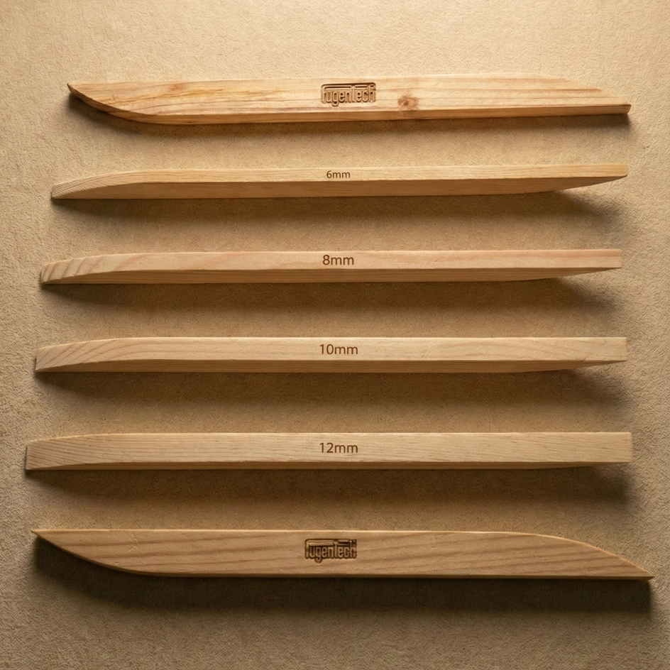 Holz-Abzieher 4er Set 6/8/10/12 mm – handgefertigte Kiefernholz-Abzieher zum Glätten von Silikon-, PU- und Hybridfugen, online kaufen bei Fugentech